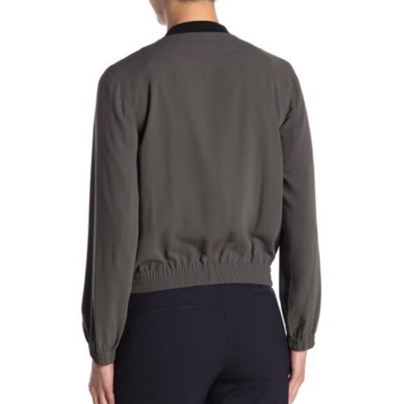 NWT Theory Front Zip Bomber Jacket, Thyme Green– Minimalist Lightweight Layer - Picture 7 of 14